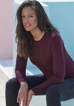 Топ с длинными рукавами LASCANA, фиолетовый