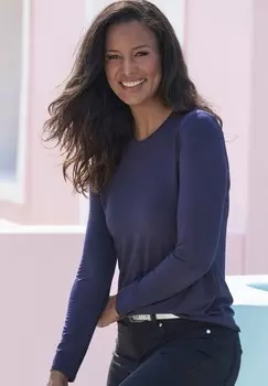 Топ с длинными рукавами LASCANA, синий