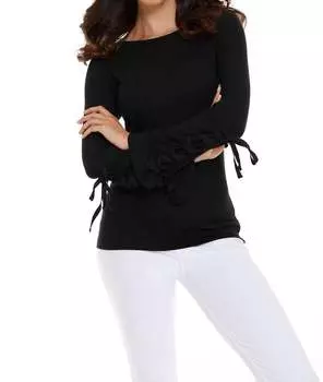 Топ с длинными рукавами Leah Tie черного цвета french kyss