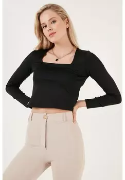 Топ с длинными рукавами LELA, черный