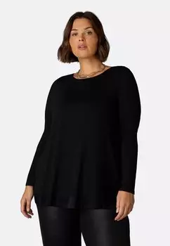 Топ с длинными рукавами LIVE UNLIMITED LONDON BLACK JERSEY OVERLAY TUNIC, цвет black
