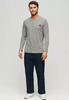 Топ с длинными рукавами Logo Embroidered Superdry, темно-серый меланжевый
