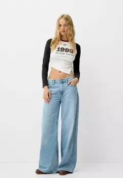 Топ с длинными рукавами LONG SLEEVE Bershka, белый