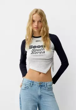Топ с длинными рукавами LONG SLEEVE Bershka, серый