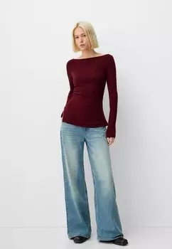 Топ с длинными рукавами LONG SLEEVE Bershka, темно-красный