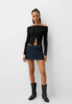 Топ с длинными рукавами LONG SLEEVE Bershka, черный