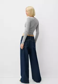 Топ с длинными рукавами LONG SLEEVE HENLEY Bershka, серый