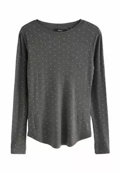 Топ с длинными рукавами LONG SLEEVE SPARKLE EMBELLISHED Next, темно-серый