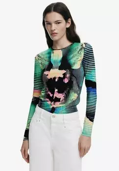 Топ с длинными рукавами LONG SLEEVE STRIPED Desigual, зеленый