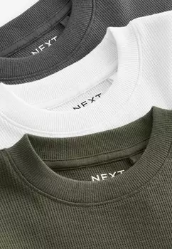 Топ с длинными рукавами LONG SLEEVE TEXTURED 3 PACK REGULAR FIT Next, зеленый