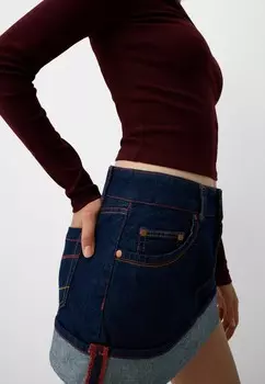 Топ с длинными рукавами LONG SLEEVE V-NECK Bershka, Бордо