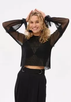 Топ с длинными рукавами LORA blue shadow, черный