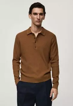 Топ с длинными рукавами Mango, коричневый