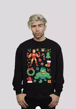 Топ с длинными рукавами MARVEL UNIVERSE IRON MAN AND HULK WEIHNACHTEN F4NT4STIC, черный