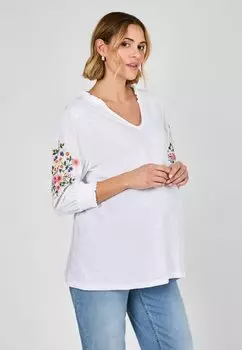 Топ с длинными рукавами MATERNITY FIT - EMBROIDERED JoJo Maman Bb, белый