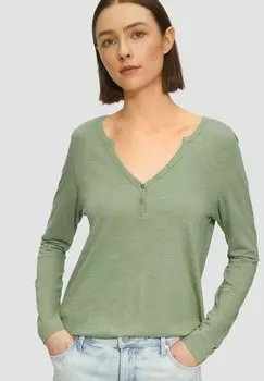Топ с длинными рукавами MIT HENLEY-AUSSCHNITT UND FLAMMGARNSTRUKTUR s.Oliver, зеленый