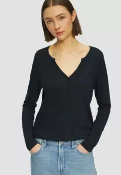 Топ с длинными рукавами MIT HENLEY-AUSSCHNITT UND FLAMMSTRUKTUR s.Oliver, черный