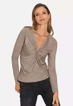 Топ с длинными рукавами MIT KNOTENDETAIL MADELEINE, серо-коричневый