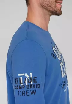 Топ с длинными рукавами MIT LABEL-APPLIKATIONEN Camp David, синий