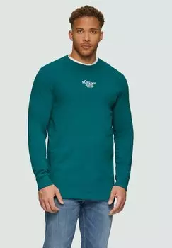 Топ с длинными рукавами MIT LOGO-STICKEREI s.Oliver, сине-зеленый