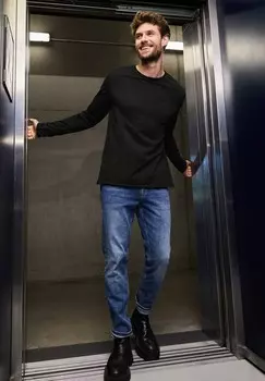 Топ с длинными рукавами MIT OFFENEM SAUM Street One MEN, черный