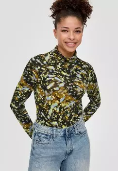 Топ с длинными рукавами MIT ROLLKRAGEN QS, темно-зеленый