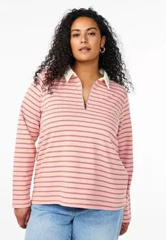 Топ с длинными рукавами MIT STREIFEN - Polo shirt Zizzi, светло-красный