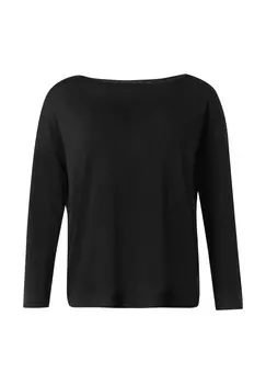 Топ с длинными рукавами MIT U-BOOT-AUSSCHNITT comma, черный