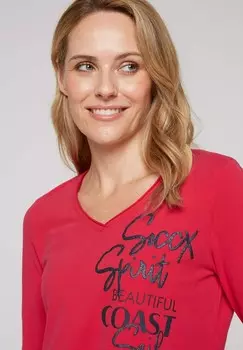 Топ с длинными рукавами MIT V-AUSSCHNITT UND GLITTER-PUFF-PRINTS Soccx, красный