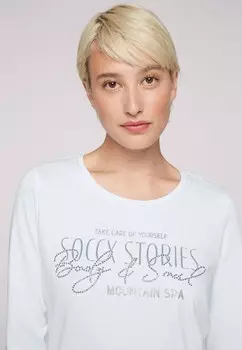 Топ с длинными рукавами MIT WORDING UND SCHMUCKSTEINEN Soccx, белый