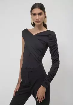 Топ с длинными рукавами MONOSPALLA DRAPPEGGIATO Calliope, черный