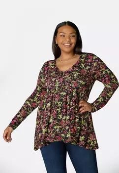 Топ с длинными рукавами MULTI DITSY EMPIRE SEAM Live Unlimited London, цвет black