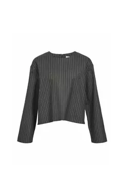 Топ с длинными рукавами NADELSTREIFEN Object, цвет Mottled Dark Grey