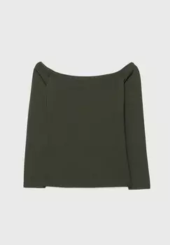 Топ с длинными рукавами OFF-THE-SHOULDER Stradivarius, хаки
