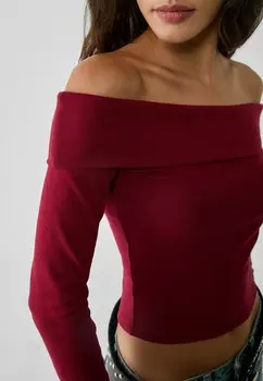 Топ с длинными рукавами OFF-THE-SHOULDER Stradivarius, Бордо
