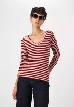 Топ с длинными рукавами ONLTRISTA V NECK BOX ONLY, темно-красный