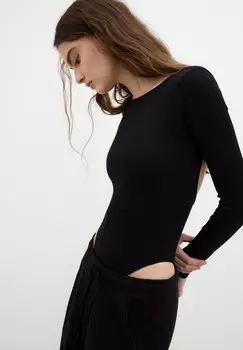 Топ с длинными рукавами OPEN BACK PULL&BEAR, черный