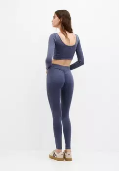 Топ с длинными рукавами OPEN BACK SEAMLESS PULL&BEAR, синий