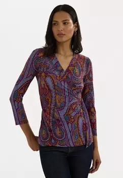 Топ с длинными рукавами PAISLEY STRETCH JERSEY TOP Lauren Ralph Lauren Petite, мультиколор