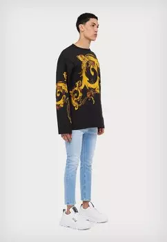 Топ с длинными рукавами Panel Baroque Versace, черный/золотой