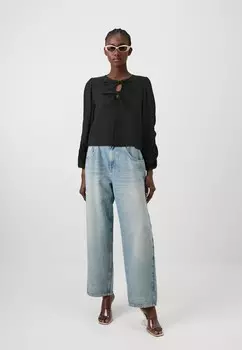 Топ с длинными рукавами PCABINE ONECK TIE Pieces, черный