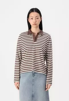 Топ с длинными рукавами PCDINNA V NECK COLLAR Pieces, коричневый