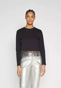 Топ с длинными рукавами PCLINE FRILL TOP Pieces, черный