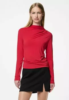 Топ с длинными рукавами PCMADISON DRAPED Pieces, красный