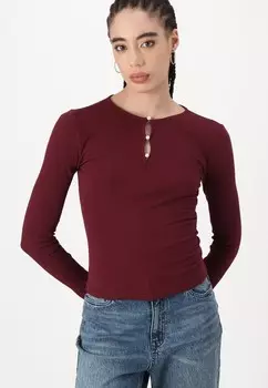 Топ с длинными рукавами PCPERLA Pieces, Бордо