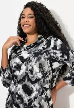 Топ с длинными рукавами PIXEL COWL NECK 3/4 SLEEVE TEE Ulla Popken, черный