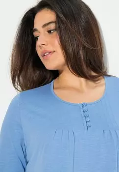 Топ с длинными рукавами PLEATED 3/4 TRUMPET SLEEVE Ulla Popken, синий