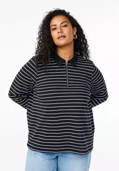 Топ с длинными рукавами Polo shirt Zizzi, черный