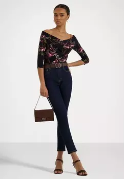 Топ с длинными рукавами PRINT JERSEY OFF THE SHOULDER TOP Lauren Ralph Lauren, синий