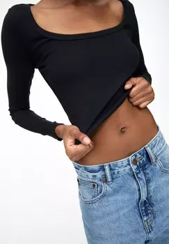 Топ с длинными рукавами PULL&BEAR, черный